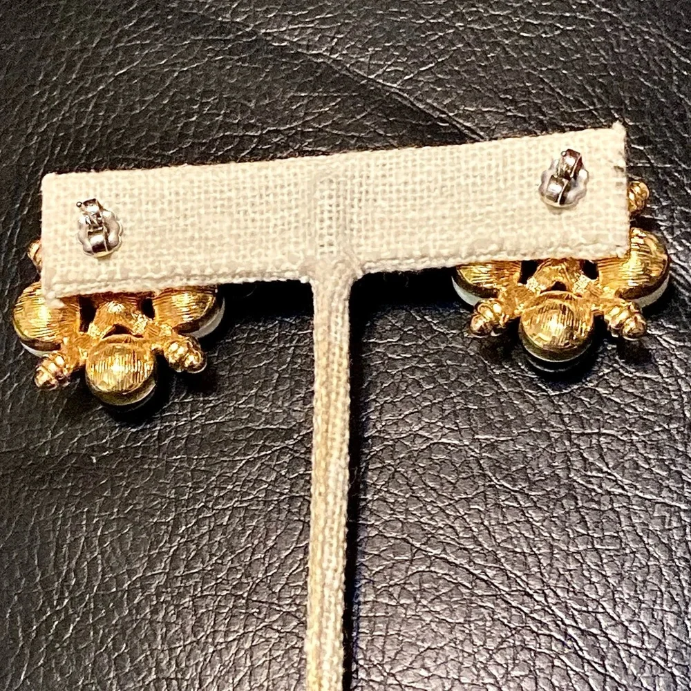 1” black and white post earrings - Picture 3 of 3